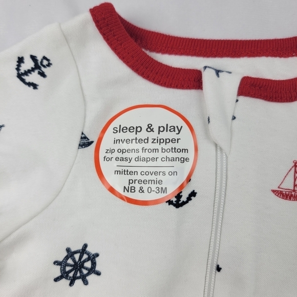 NWT set of 2 newborn sleep and play footed bodysuits holiday nautical - Picture 4 of 6